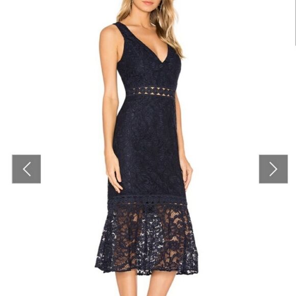 BARDOT BLACK DEEP V NECK SLEEVELESS LACE OVERLAY ANKLE LENGTH DRESS SIZE 4 - Picture 1 of 14